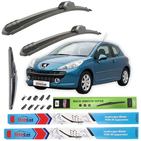 Ștergătoare TeamCar® Peugeot 207 (3 usi 2006–2014) – Set Complet - 221.ro