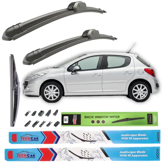 Ștergătoare TeamCar® Peugeot 207 (5 usi 2006–2014) – Set Complet - 221.ro