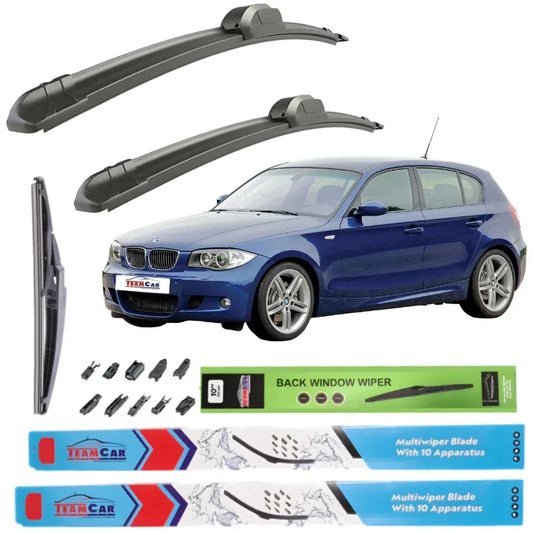 Ștergătoare TeamCar® BMW Seria 1 E87 (2004–2011) – Set Complet Față + Spate - 221.ro