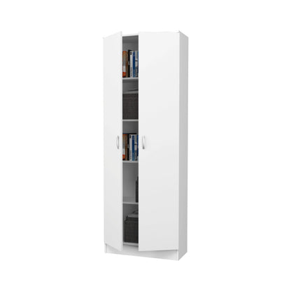 Biblioteca Flint, 2 Usi, Alba, 70 x 32 x 196 cm