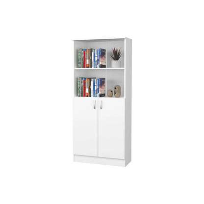 Biblioteca Flint, cu Usi Inferioare si O Polita, Alba, 70 x 32 x 159 cm